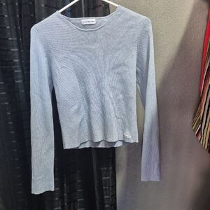 Calvin Klein Sky Blue Ribbed Knit Top